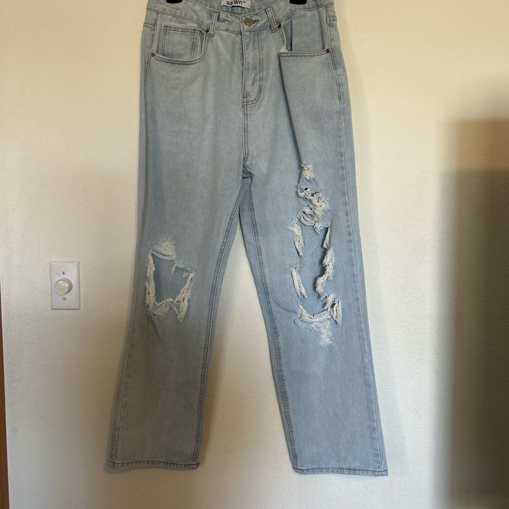 Blue Savvy 13/31 Light Blue Distressed Denim